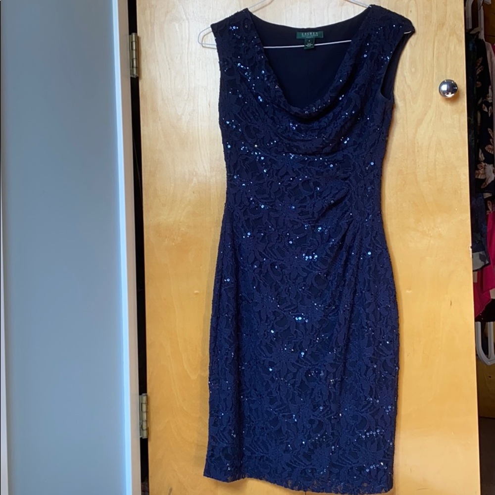 Lace floral navy Ralph Lauren dress